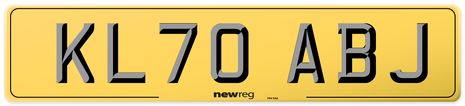 KL70 ABJ Rear Number Plate