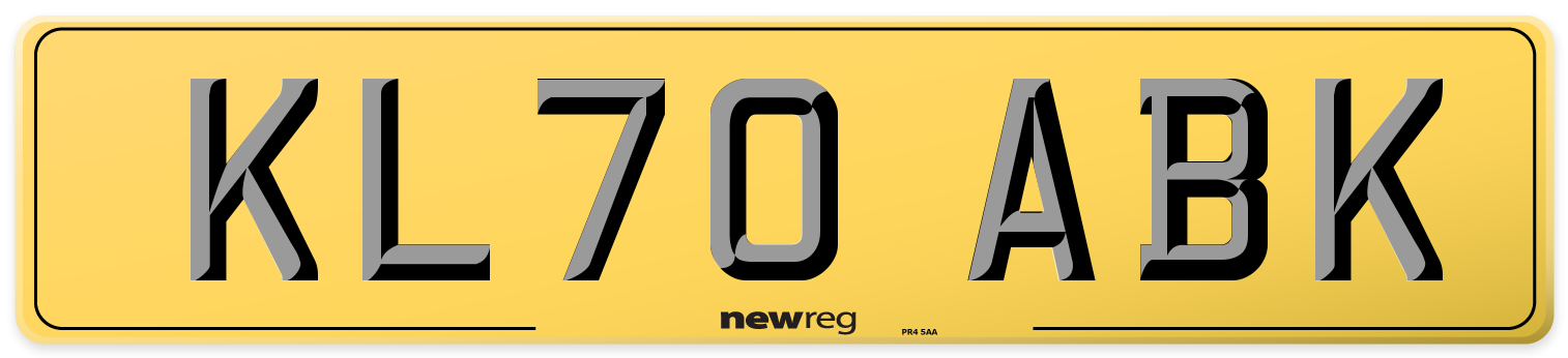 KL70 ABK Rear Number Plate