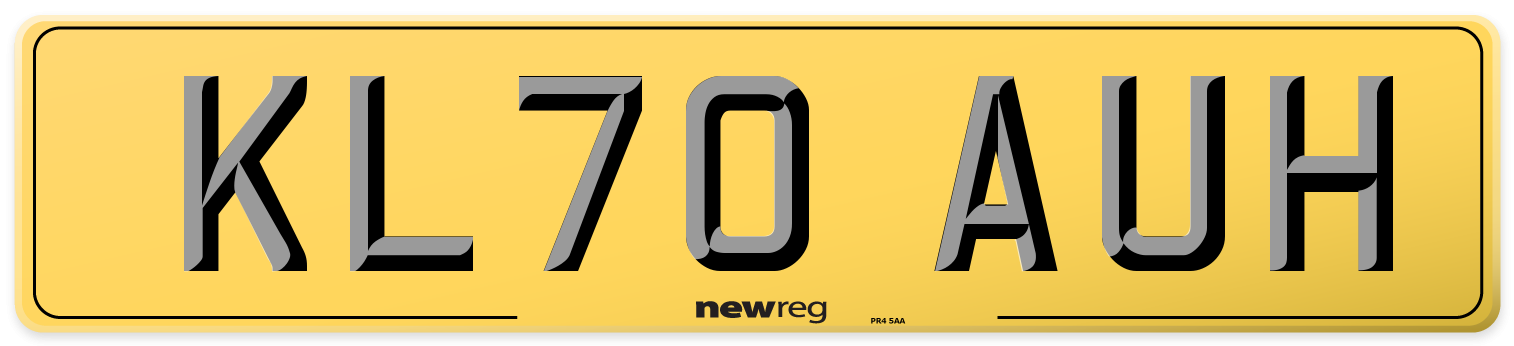 KL70 AUH Rear Number Plate