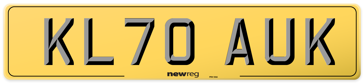 KL70 AUK Rear Number Plate