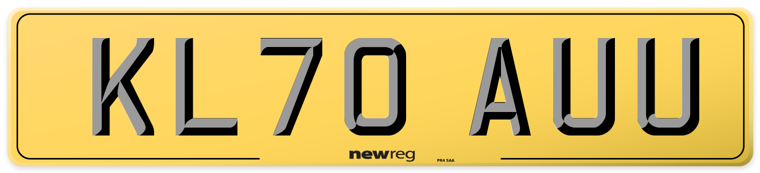 KL70 AUU Rear Number Plate