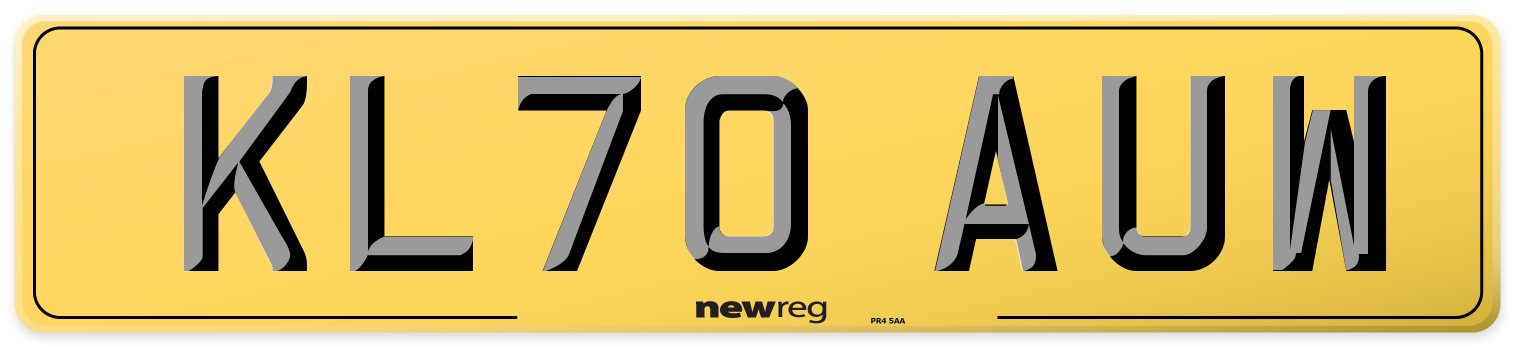 KL70 AUW Rear Number Plate