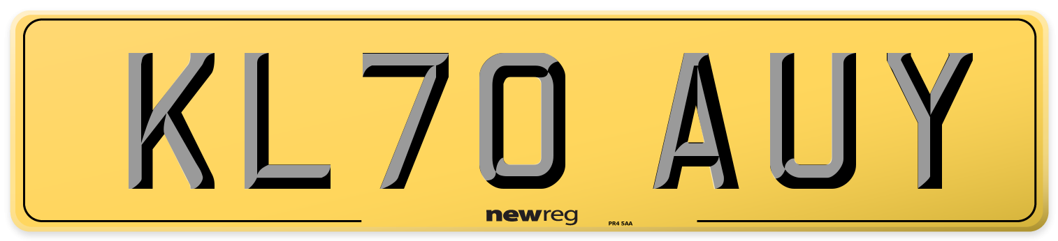 KL70 AUY Rear Number Plate