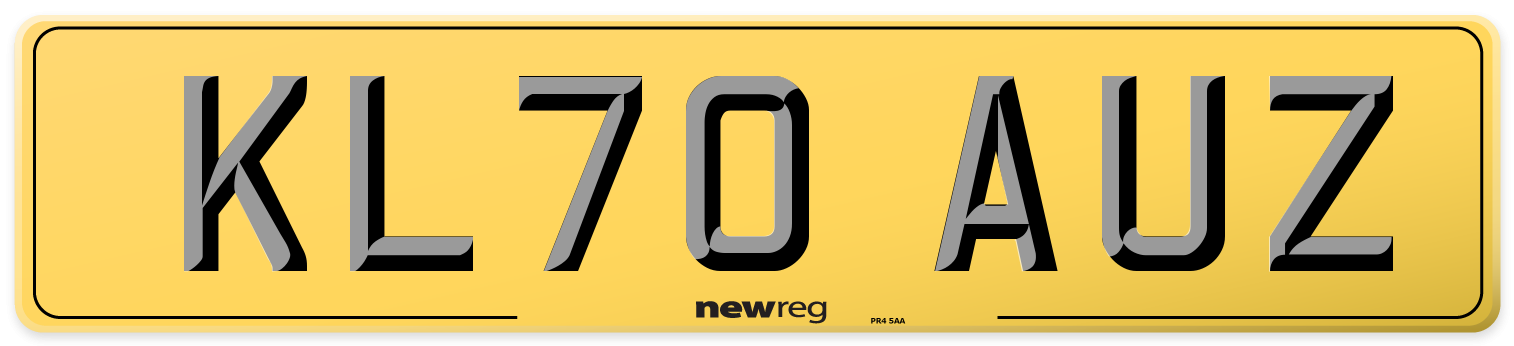 KL70 AUZ Rear Number Plate