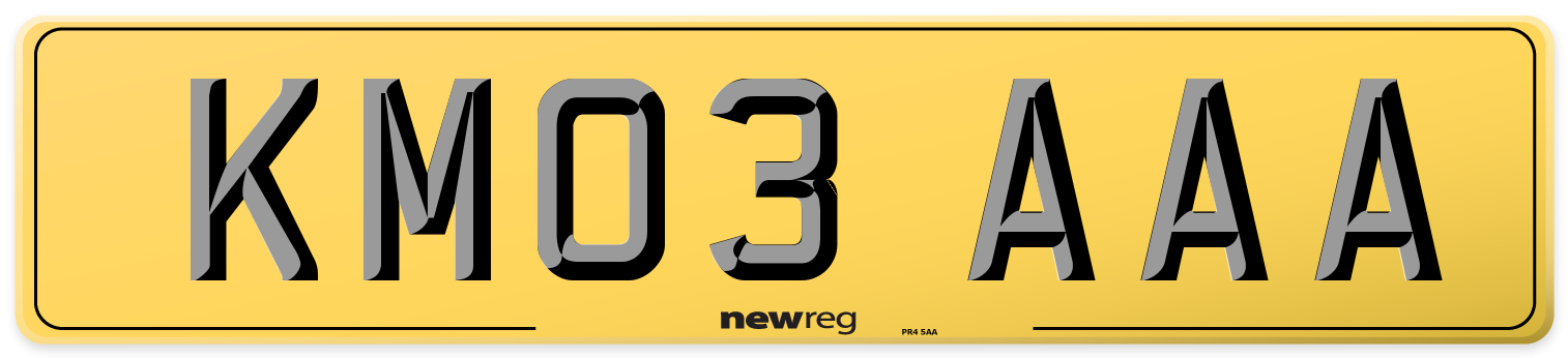 KM03 AAA Rear Number Plate