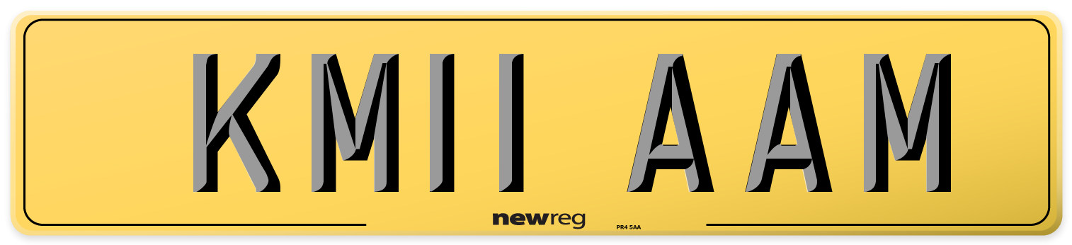 KM11 AAM Rear Number Plate