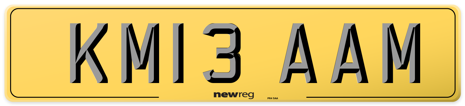 KM13 AAM Rear Number Plate