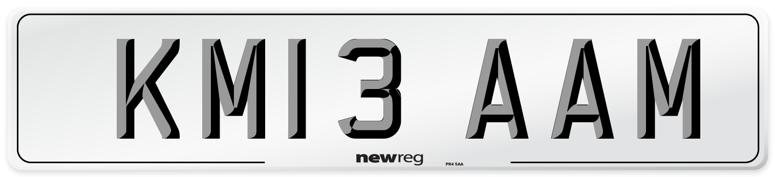KM13 AAM Front Number Plate