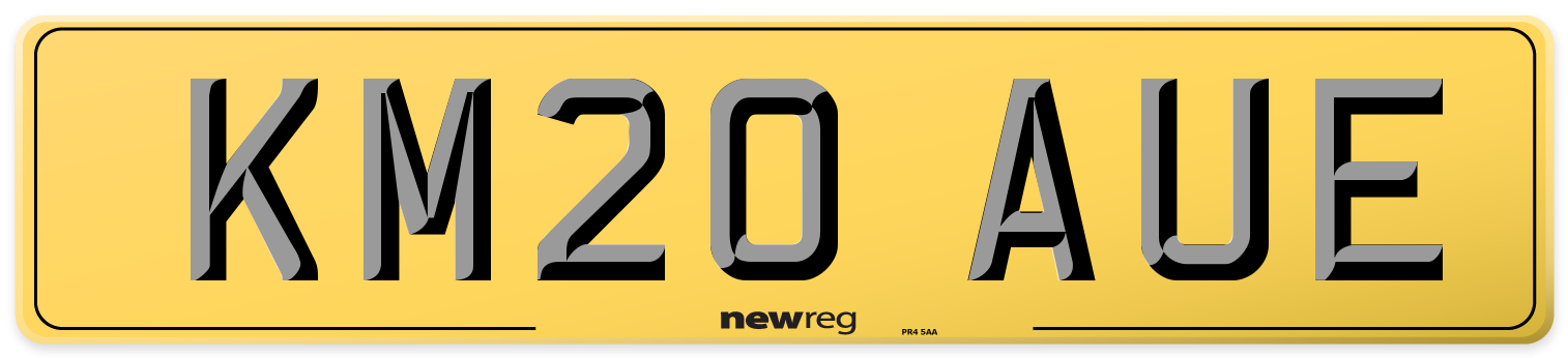 KM20 AUE Rear Number Plate