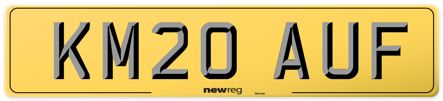 KM20 AUF Rear Number Plate