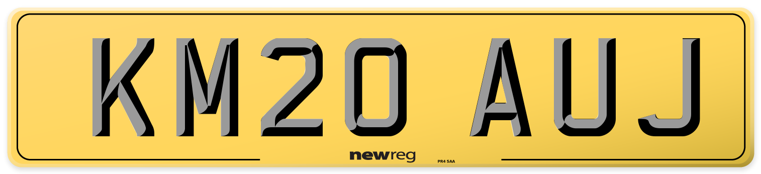 KM20 AUJ Rear Number Plate