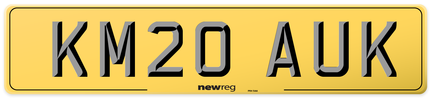 KM20 AUK Rear Number Plate