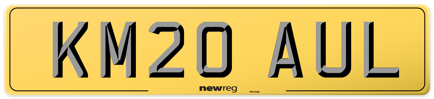 KM20 AUL Rear Number Plate