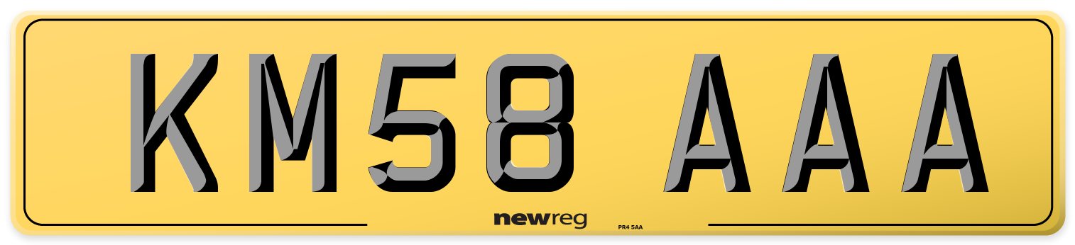 KM58 AAA Rear Number Plate