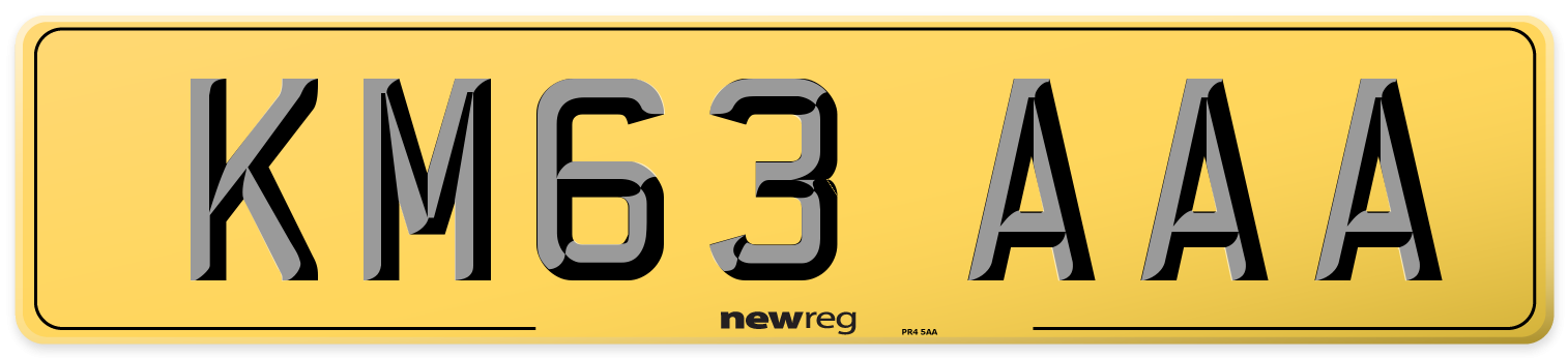 KM63 AAA Rear Number Plate