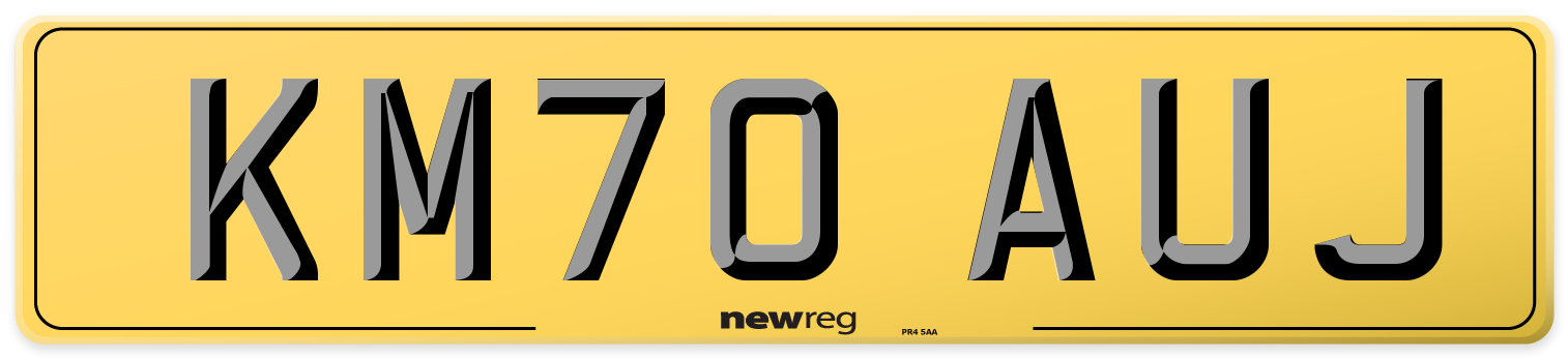 KM70 AUJ Rear Number Plate