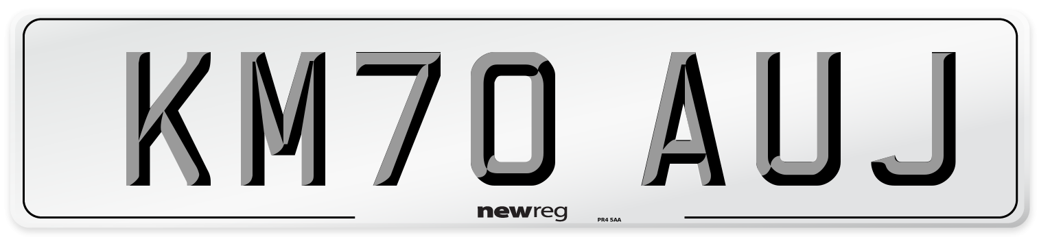 KM70 AUJ Front Number Plate