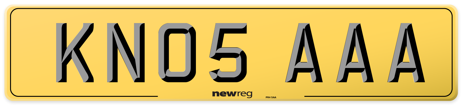 KN05 AAA Rear Number Plate