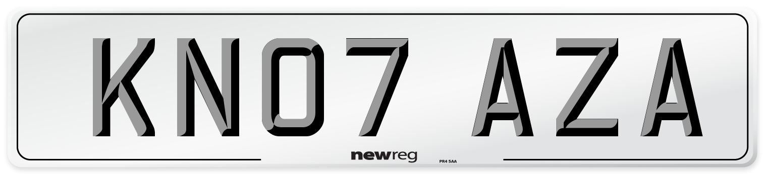 KN07 AZA Front Number Plate