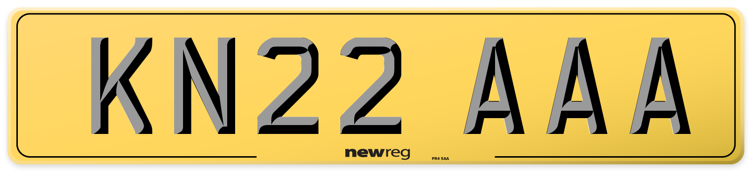 KN22 AAA Rear Number Plate