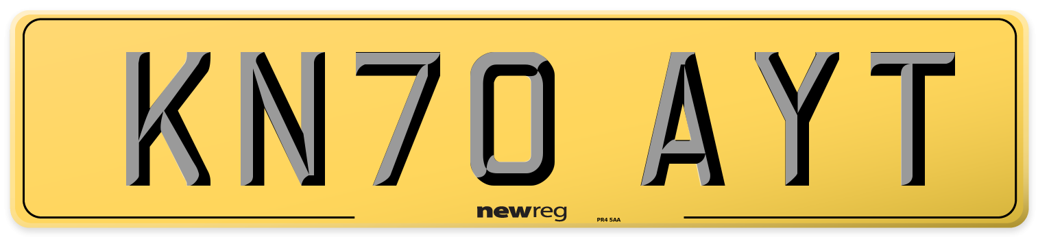 KN70 AYT Rear Number Plate