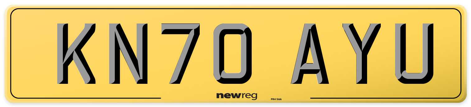 KN70 AYU Rear Number Plate