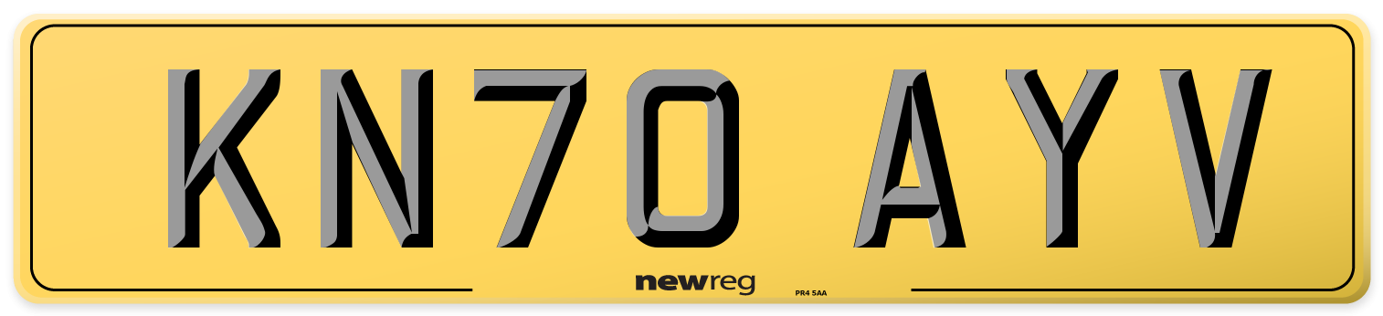 KN70 AYV Rear Number Plate