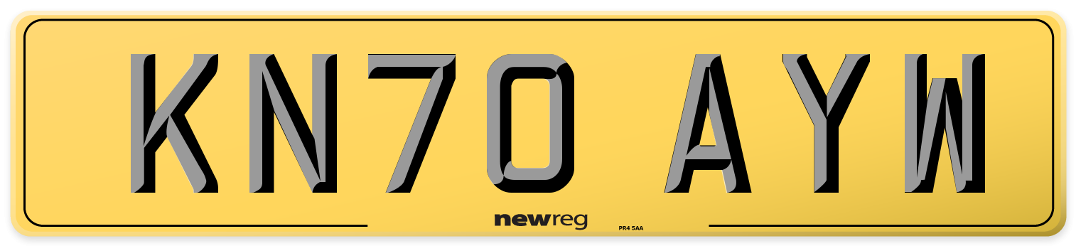 KN70 AYW Rear Number Plate