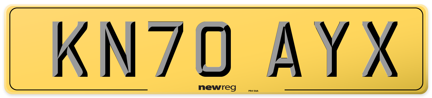 KN70 AYX Rear Number Plate