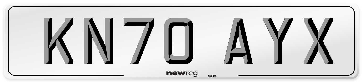 KN70 AYX Front Number Plate