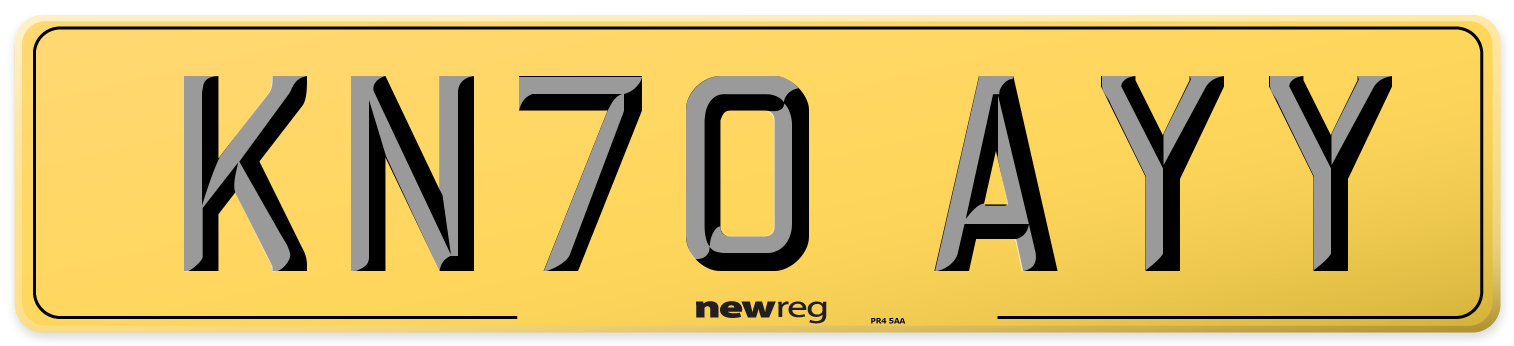 KN70 AYY Rear Number Plate