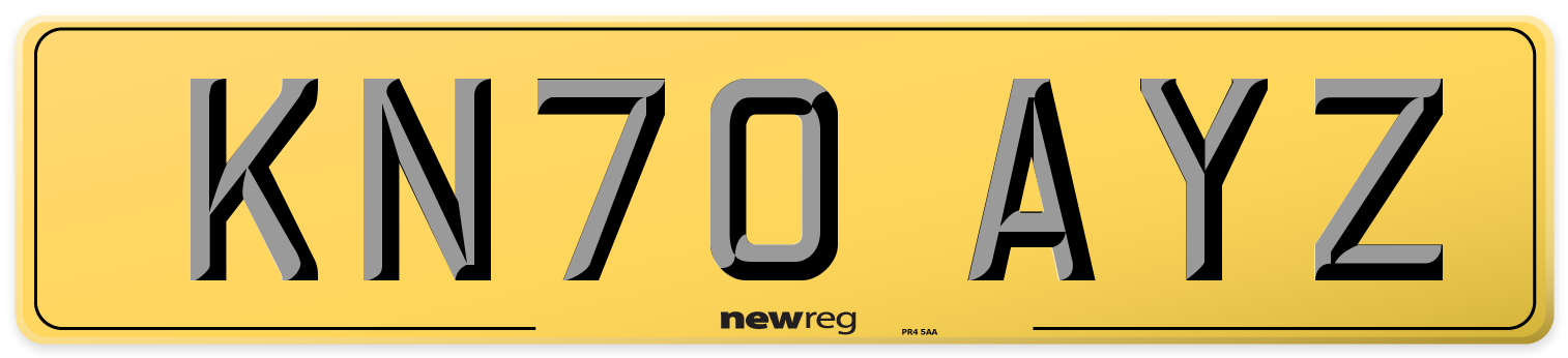 KN70 AYZ Rear Number Plate