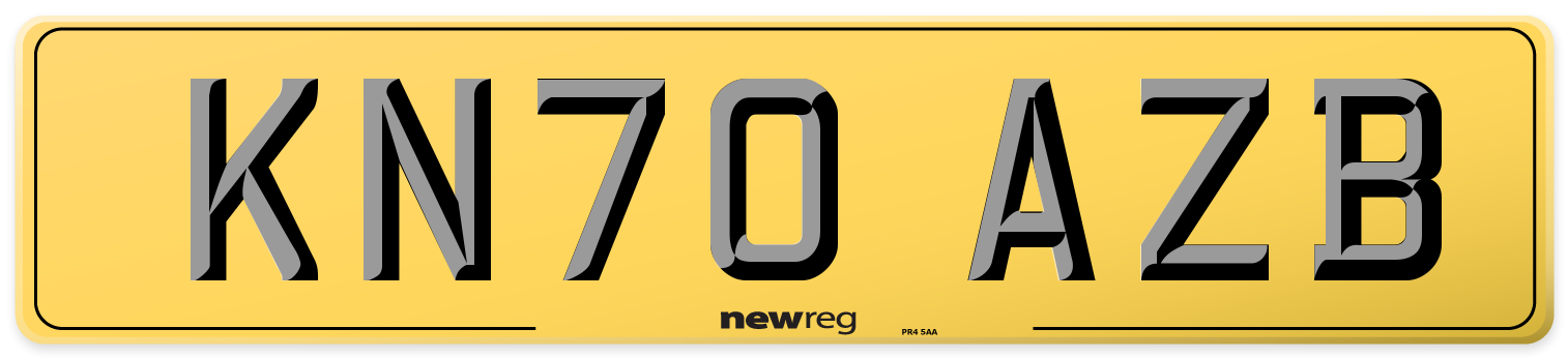 KN70 AZB Rear Number Plate