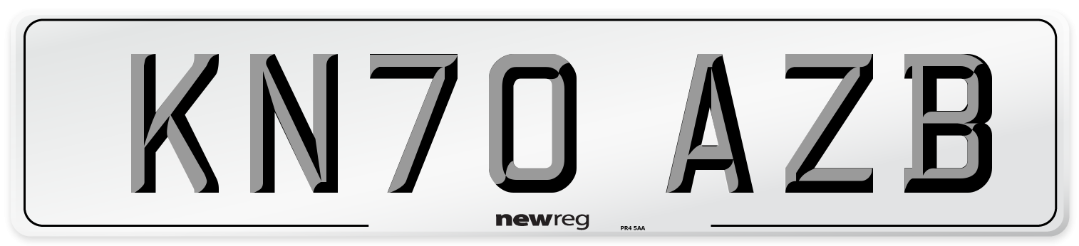 KN70 AZB Front Number Plate