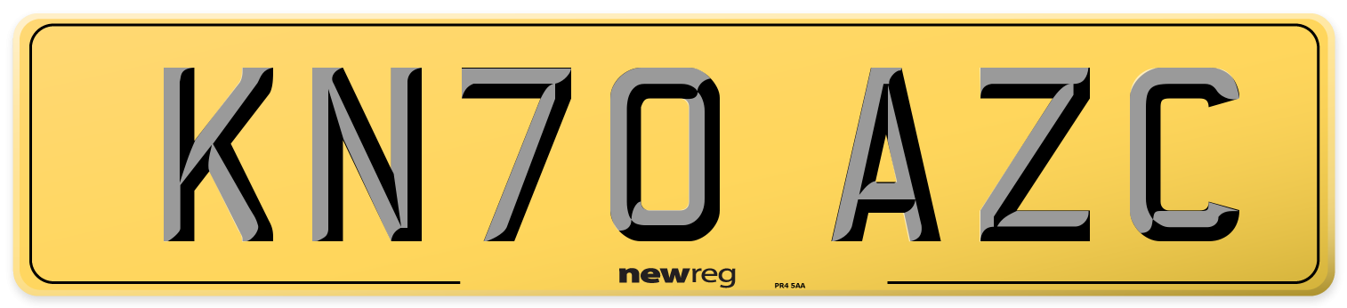 KN70 AZC Rear Number Plate