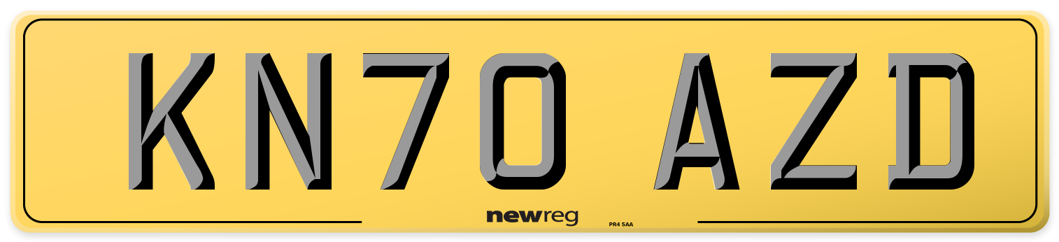 KN70 AZD Rear Number Plate