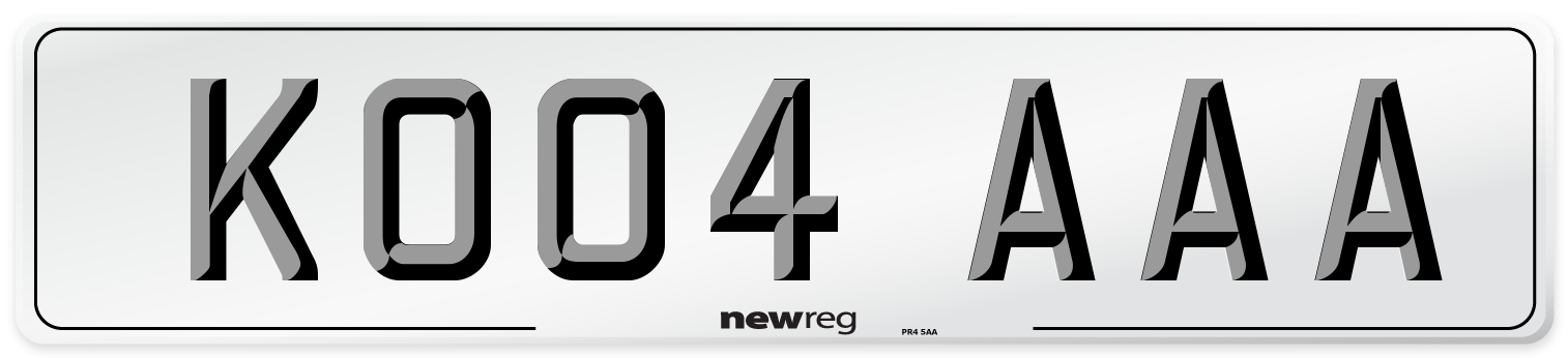 KO04 AAA Front Number Plate