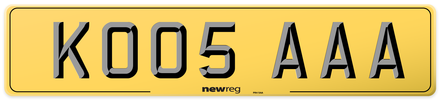 KO05 AAA Rear Number Plate