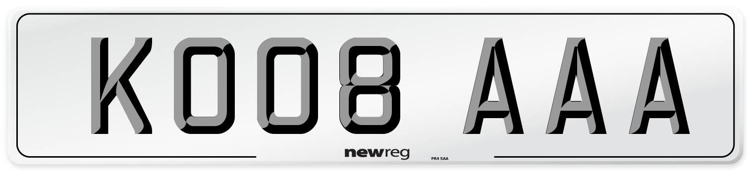 KO08 AAA Front Number Plate