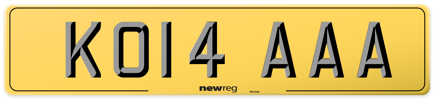 KO14 AAA Rear Number Plate