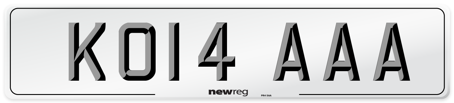 KO14 AAA Front Number Plate