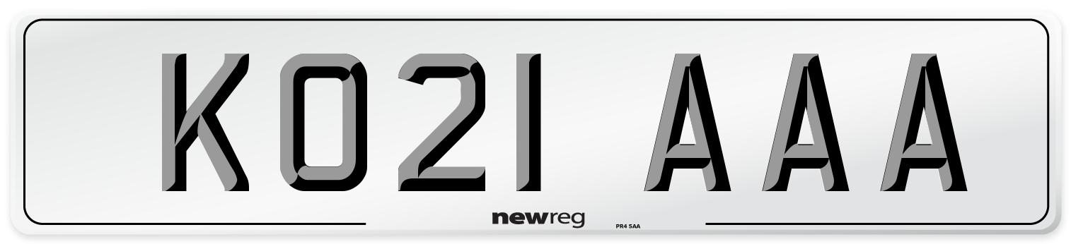 KO21 AAA Front Number Plate