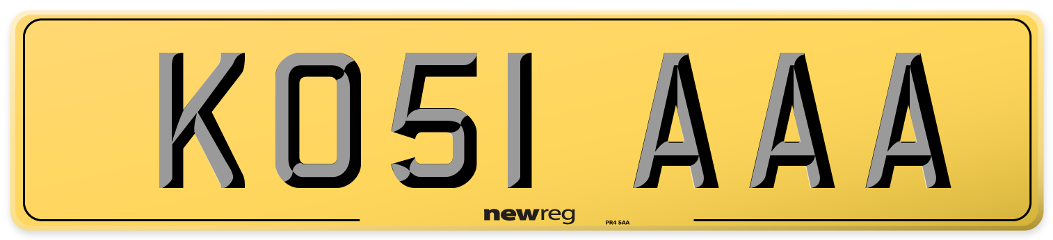 KO51 AAA Rear Number Plate