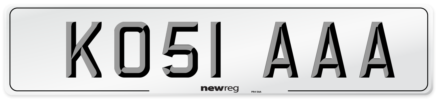 KO51 AAA Front Number Plate