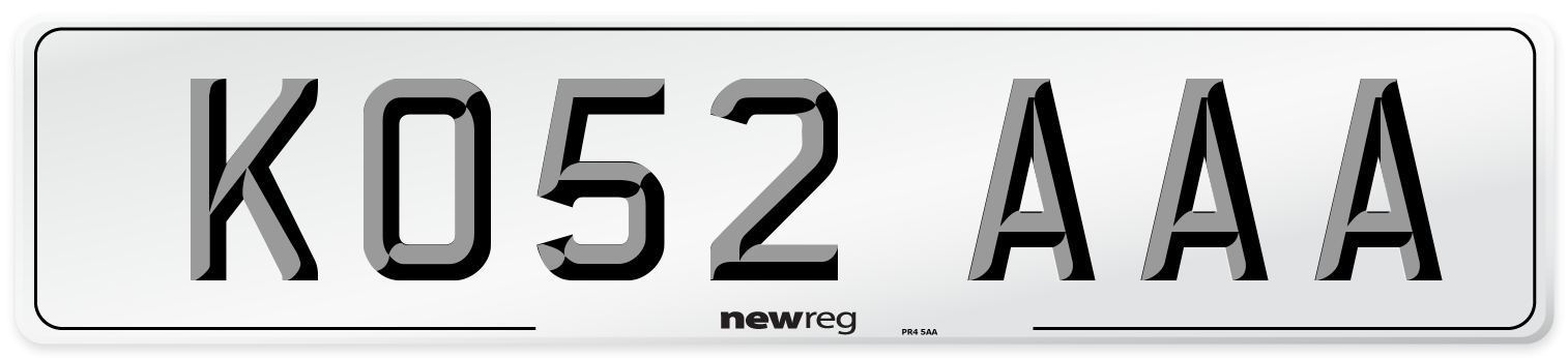 KO52 AAA Front Number Plate