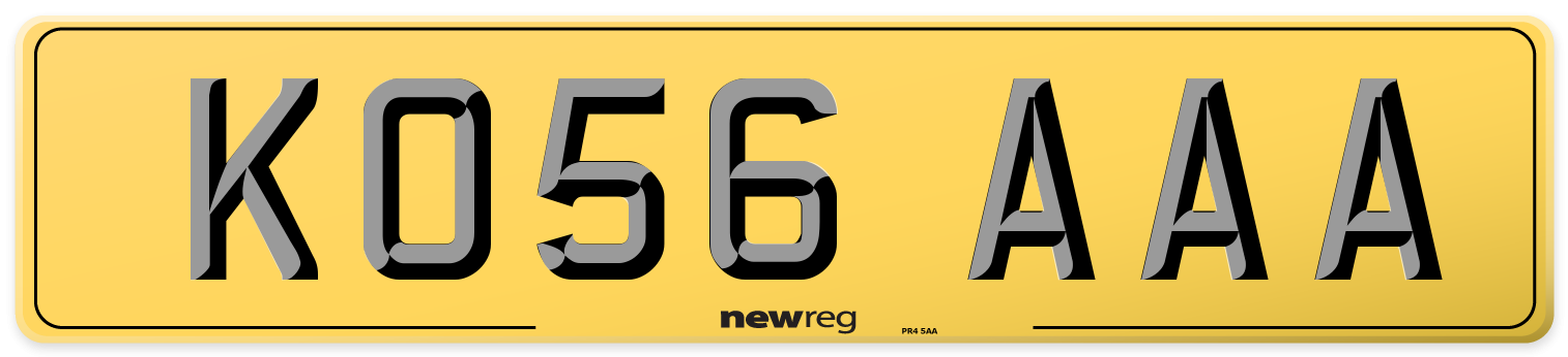KO56 AAA Rear Number Plate