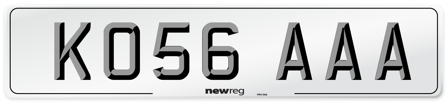 KO56 AAA Front Number Plate