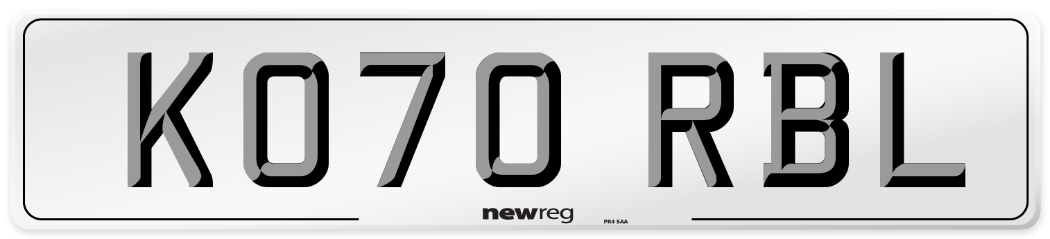 KO70 RBL Front Number Plate