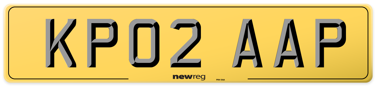 KP02 AAP Rear Number Plate