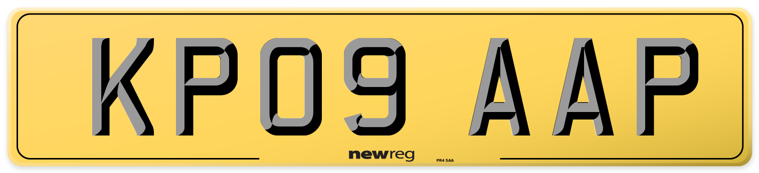 KP09 AAP Rear Number Plate